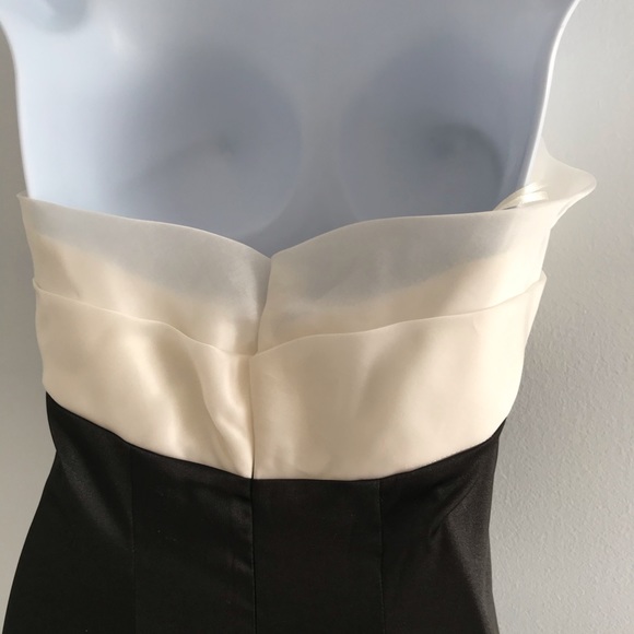 πHost Pickπ Strapless Bow Pearl Silk White Black Prom Dress Wedding Dress - Picture 10 of 16